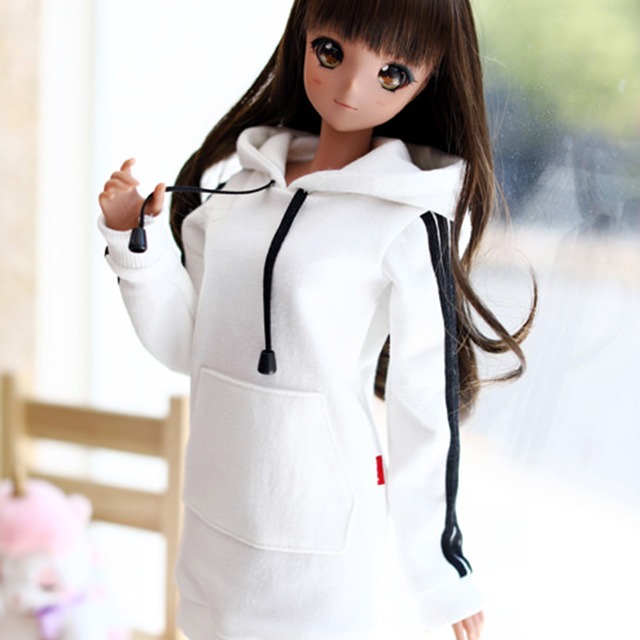 [Pre-order] [SD13 Girl &amp; Smart Doll] Three-Line Hooded One-piece - White