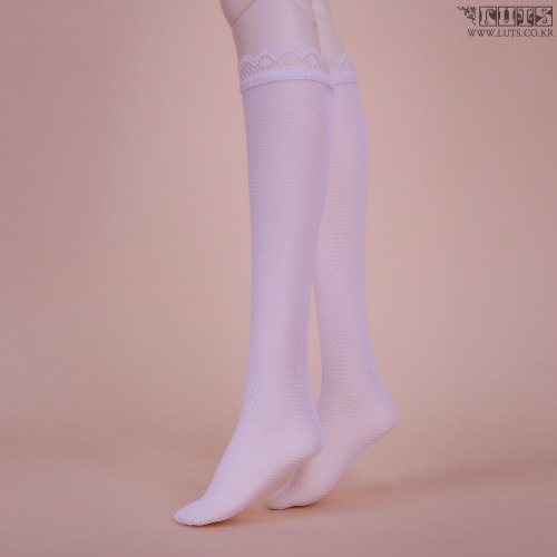 KDF see through band half stockings white