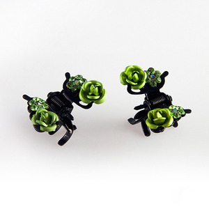 BUTTERFLY ROSE CLAWCLIP PIN SET(GREEN)