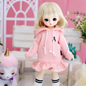 [Pre-order] [USD] Line Hooded One-piece Set_Pink