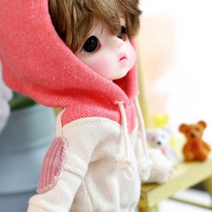 [Pre-order] [Child16] Two-color colouring hooded T - Pink