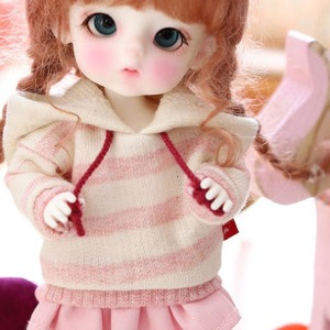 [Pre-order] [Child16] 16CM Loose fit coloration Hooded-Pink