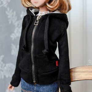 [Pre-order] [SD13 Girl &amp; Smart Doll] Basic Zip­up Hooded T - Black