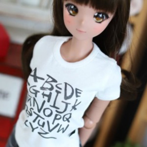 [Pre-order] [SD13 Girl &amp; Smart Doll] Alphabet T shirt - White