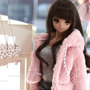 [Pre-order] [SD13 Girl &amp; Smart Doll] Bear hooded fur jacket - pink