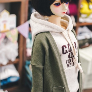 [Pre-order] [SD13 Girl &amp; Smart Doll] Natural Deep Slit Long Cardigan - Khaki