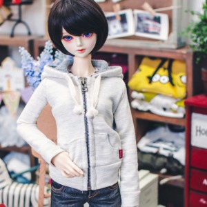 [Pre-order] [SD13 Girl &amp; Smart Doll] Basic Zipup Hooded T - Oatmeal