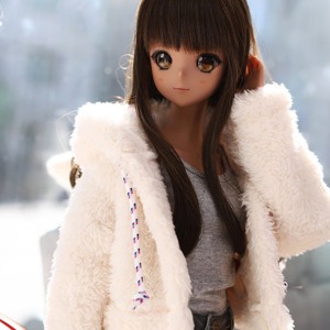 [Pre-order] [SD13 Girl &amp; Smart Doll] Bear hooded fur jacket - white
