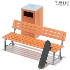 Obitsu 11 size miniature 1/12 Park Bench &amp; Trash Can