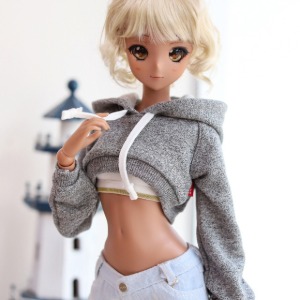 [Pre-order] [SD13 GIRL &amp; Smart Doll] Crop Hooded T SET - L.Gray