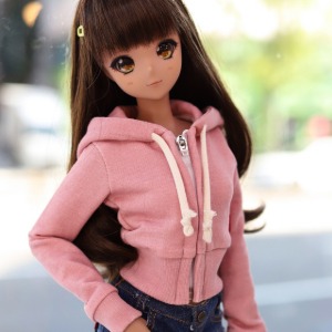 [Pre-order] [SD13 GIRL &amp; Smart Doll] Pigment Crop Zip­up Hooded T - Pink
