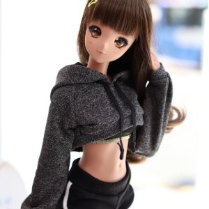 [Pre-order] [SD13 GIRL &amp; Smart Doll] Crop Hooded T SET - D.Gray