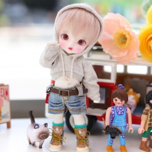 [Pre-order] [Child16] 16cm Cute Crop Hooded-T - Gray
