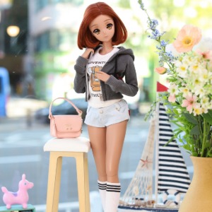 [Pre-order] [SD13 GIRL &amp; Smart Doll] Pigment Crop Zip­up Hooded T - Gray