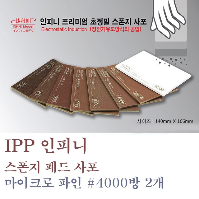 IPP Infini Sponge Pad Sandpaper #4000 Room Quick Shine 2 Pieces ISP-4000G