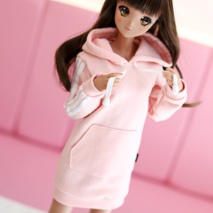 [Pre-order] [SD13 Girl &amp; Smart Doll] Three-Line Hooded One-piece - Pink