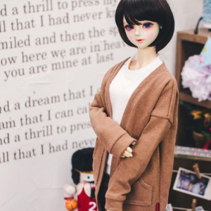 [Pre-order] [SD13 Girl &amp; Smart Doll] Natural Deep Slit Long Cardigan - Brown