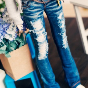 [Pre-order] [SD13 Girl &amp; Smart Doll] Destroyed Washing Boot Cut Jeans - Blue