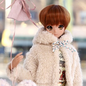 [Pre-order] [SD13 Girl &amp; Smart Doll] Bear hooded fur jacket - brown