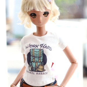 [Pre-order] [SD13 GIRL &amp; Smart Doll] Work Hard T-shirt - White, Brown