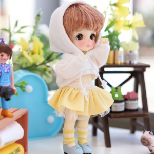 [Pre-order] [Child16] 16cm Cute Crop Hooded-T - White